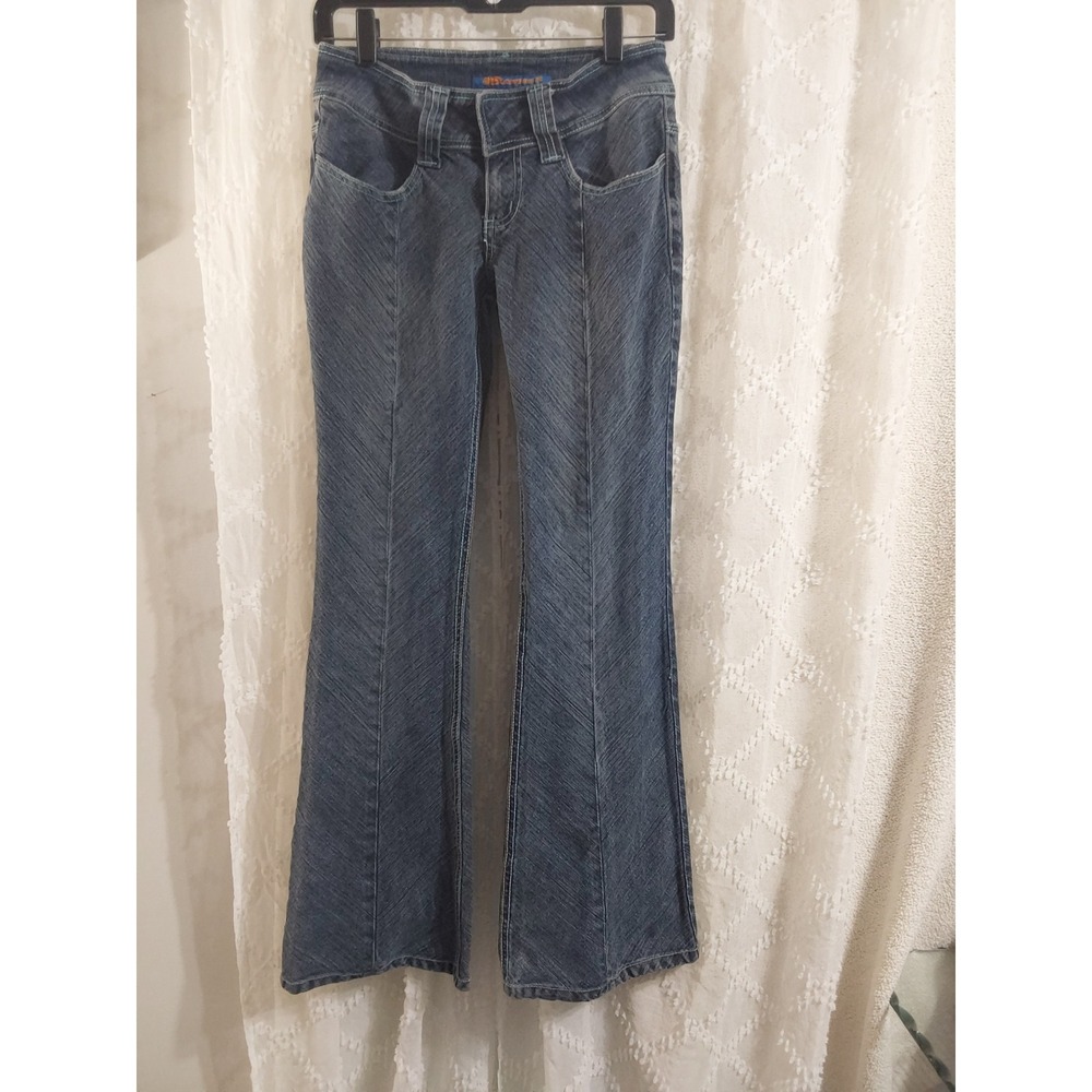Vintage Y2K Shampoo Flare Jeans Low Rise Diagonal Seam 7/8 McBling Grunge